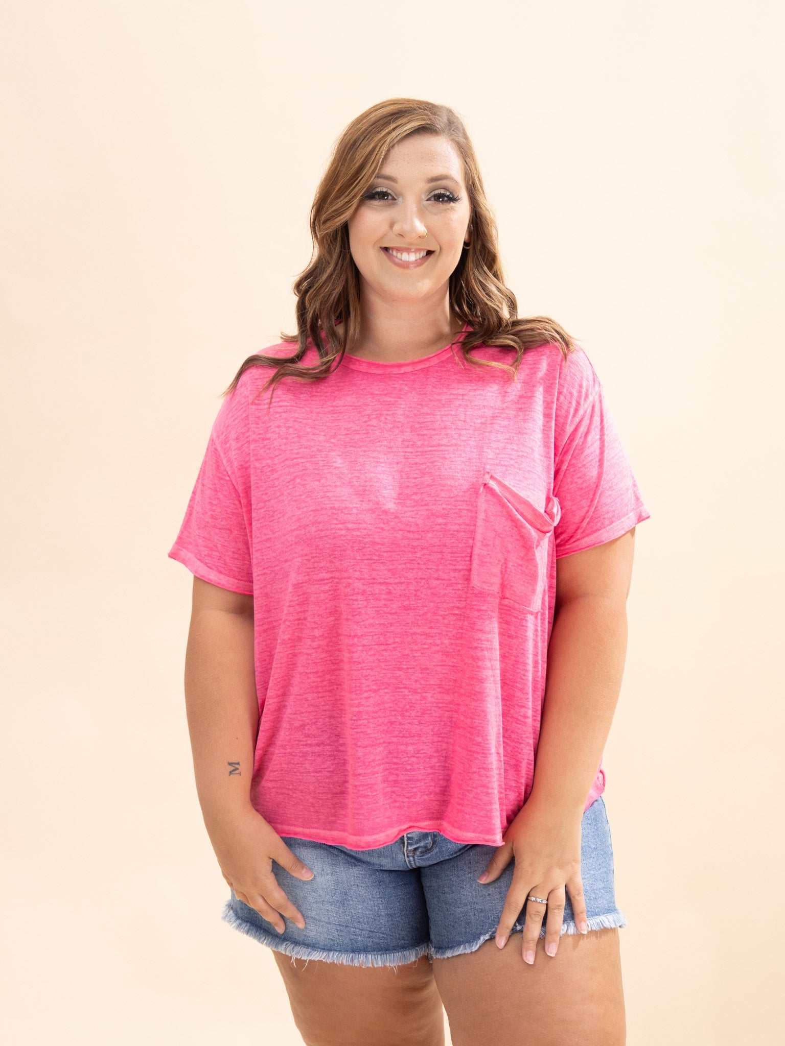 Zenana Oversized Melange Burnout Raw Edge Tee