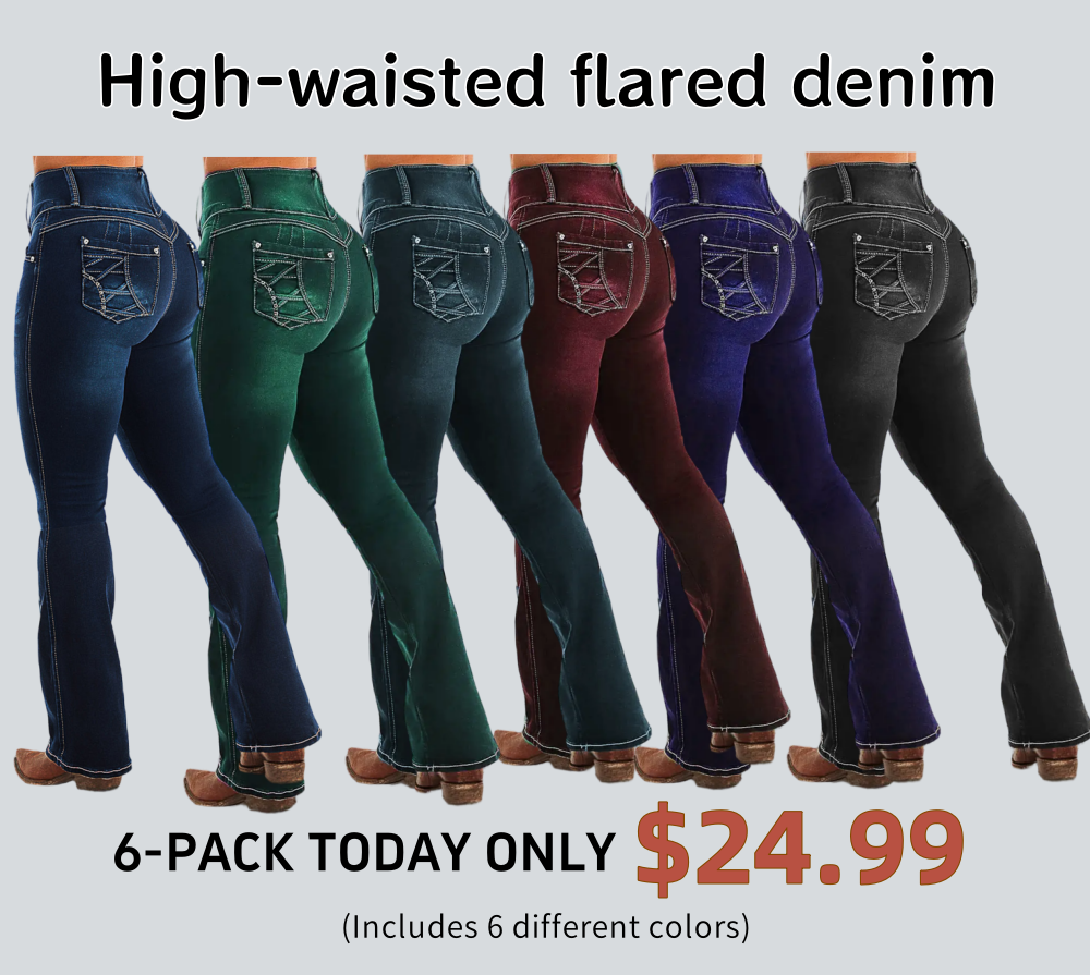 ⚡FINAL SALE - High-waisted flared denim casual pants (Multiple Colors)