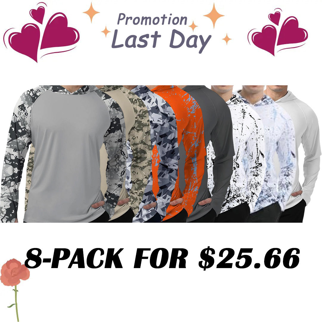 Men's UPF 50+ Sun Protection Hoodie Shirt Long Sleeve SPF Fishing Outdoor UV Hiking Lightweight Shirts