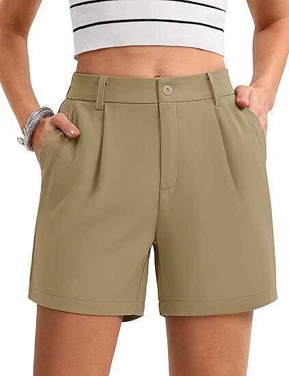 Women's Solid Color Button Casual Fitted Pocket Leg Shorts