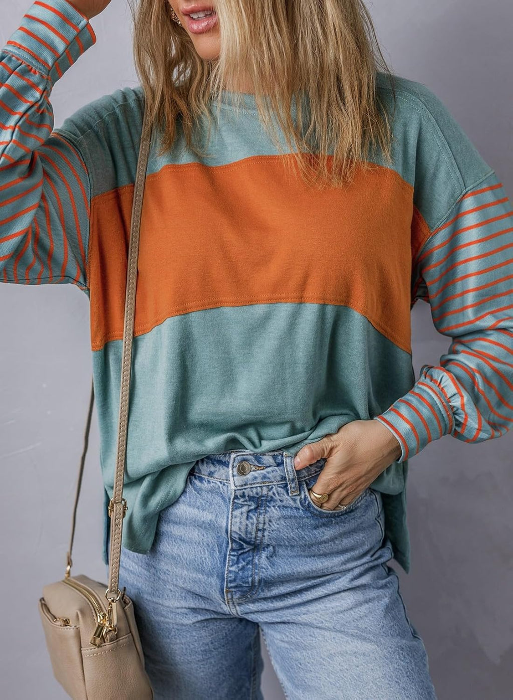 ✨Women's Cute Color Block Long Sleeve Casual Top(BUY 2 FREE SHIPPING)