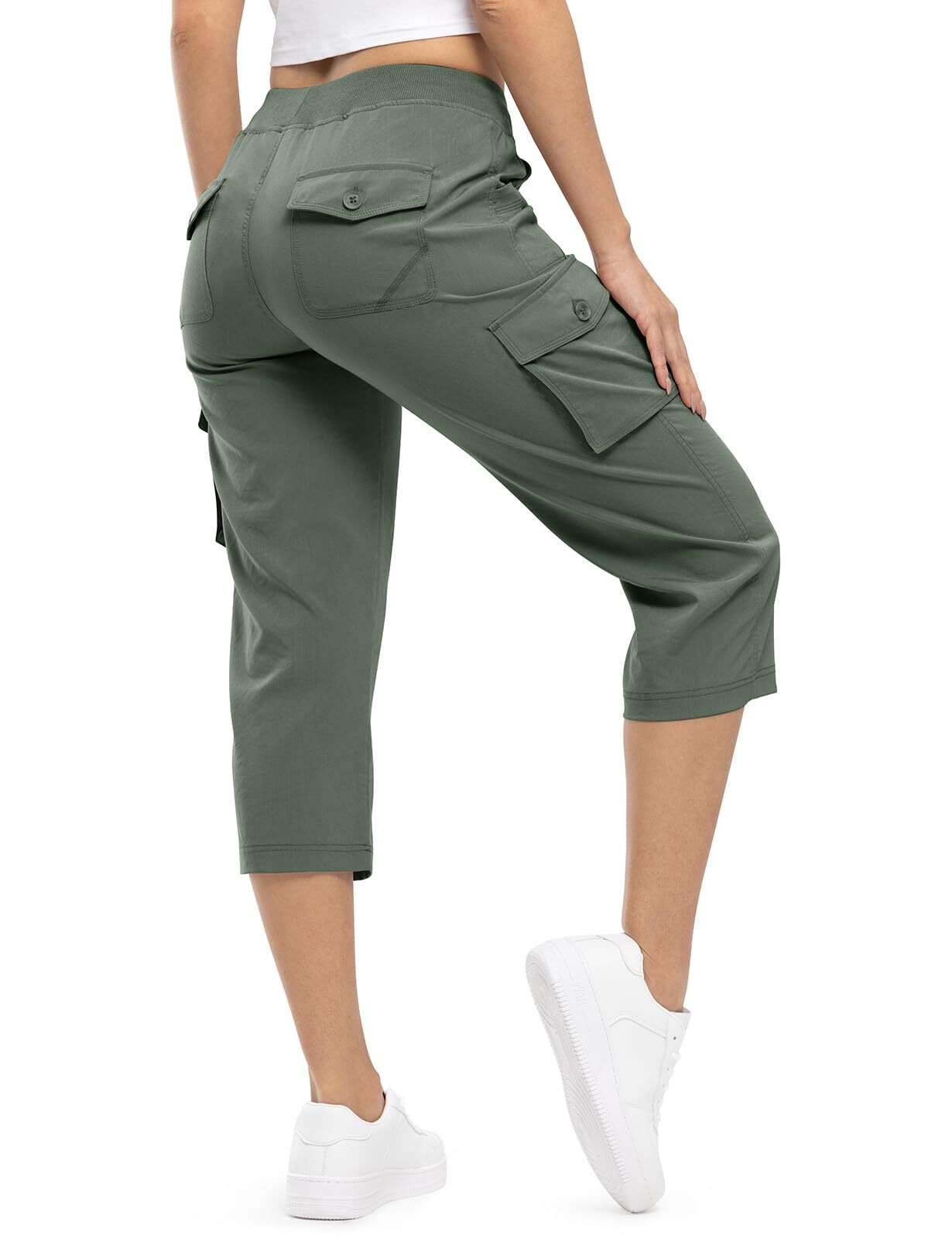 🔥Last day promotion!Women’s Loose Fit Lightweight Capri Cargo Pants – Casual 3/4 Trousers with 6 Pockets