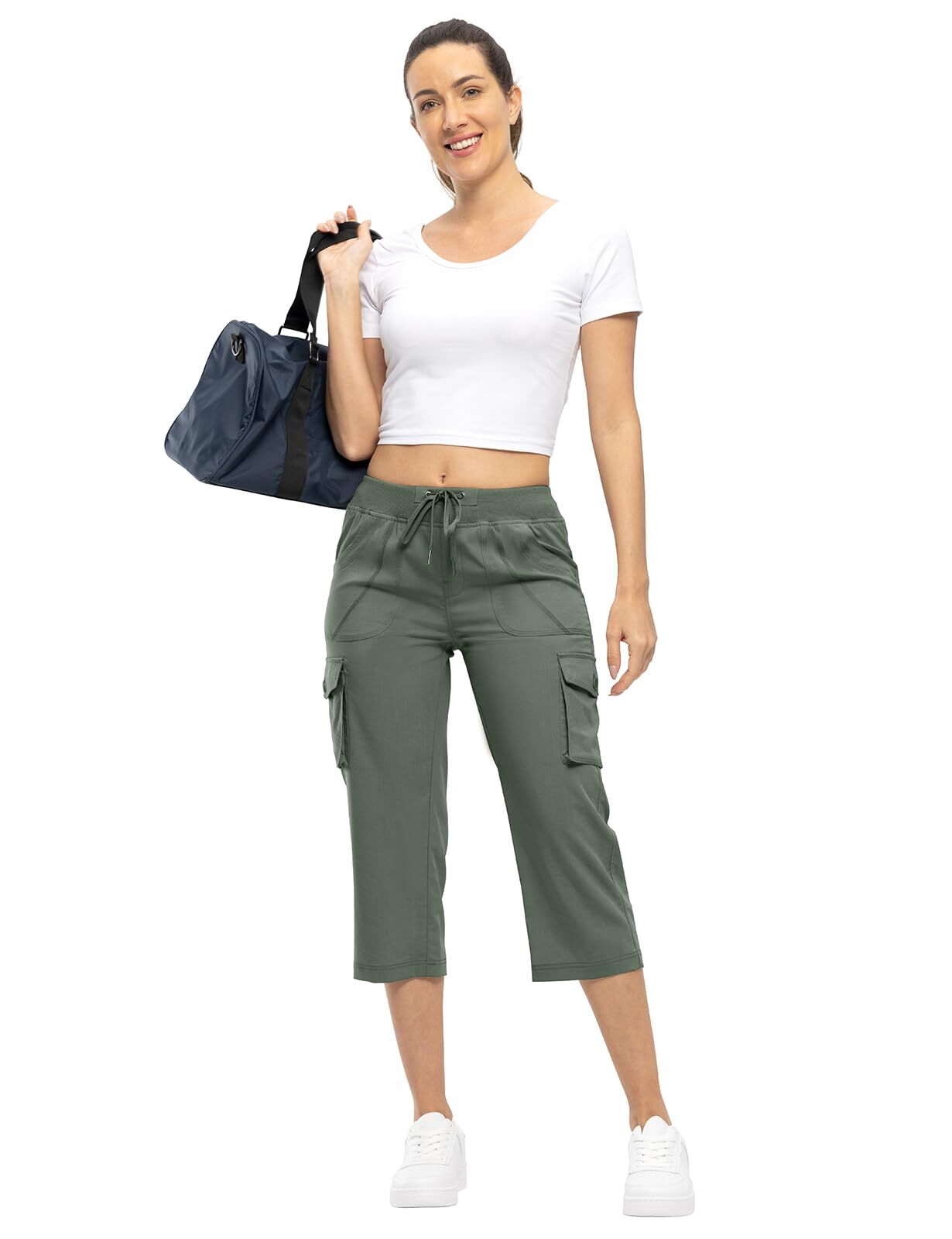 🔥Last day promotion!Women’s Loose Fit Lightweight Capri Cargo Pants – Casual 3/4 Trousers with 6 Pockets