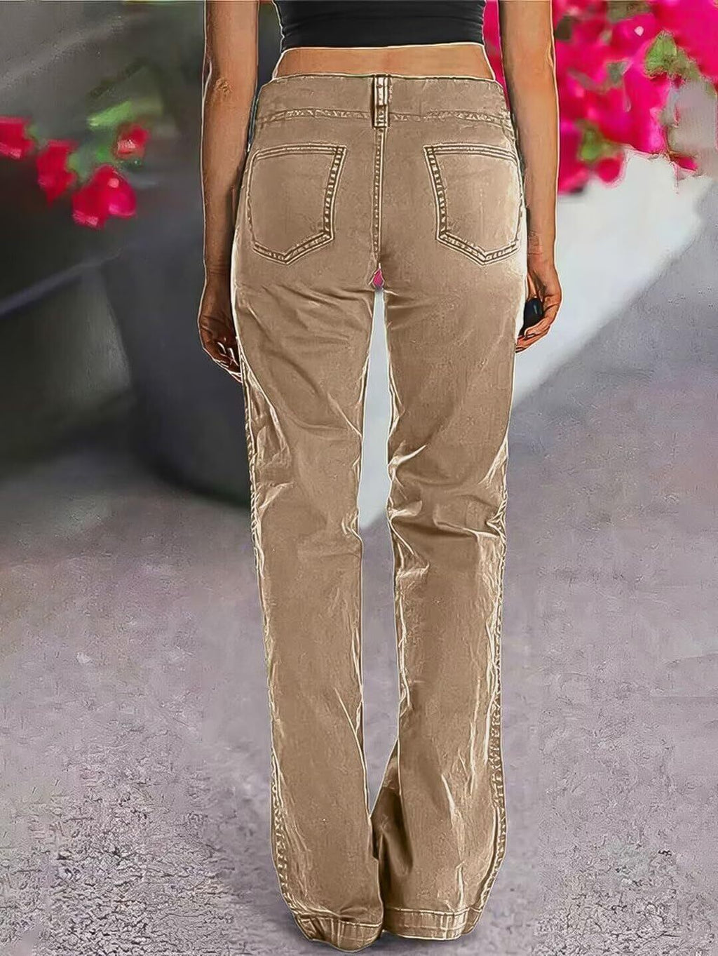 ⚡FINAL SALE⚡- Double Button Mid Waist Straight Leg Pants