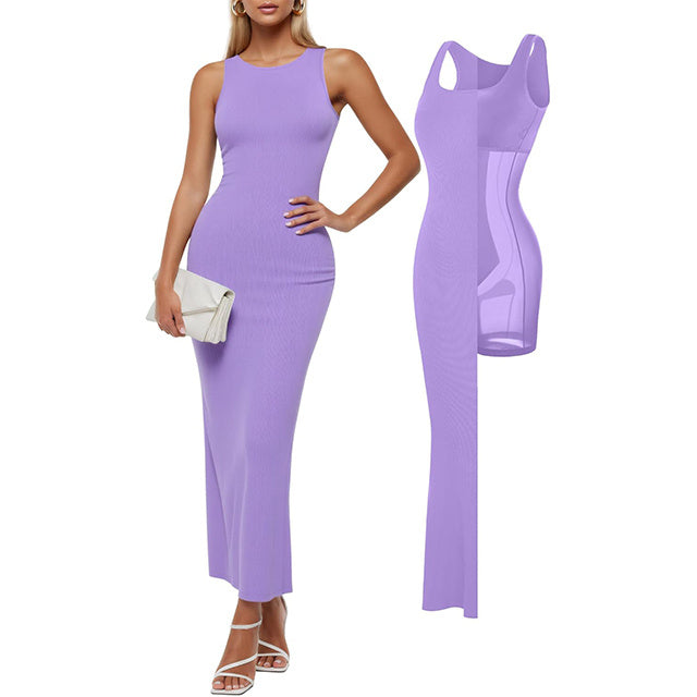 🔥Last day promotion!🔥Shapewear Modal Sleeveless Crew NeckMaxi Dress