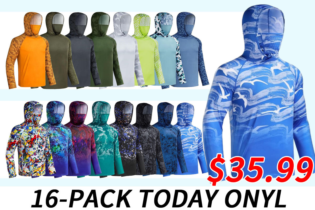 UPF 50+ Sun UV Protection Hoodie Shirts, Men Raglan Long Sleeve Lightweight Quick Dry Breathable Cooling Rash Guard with Mask Neck Gaiter for Outdoor