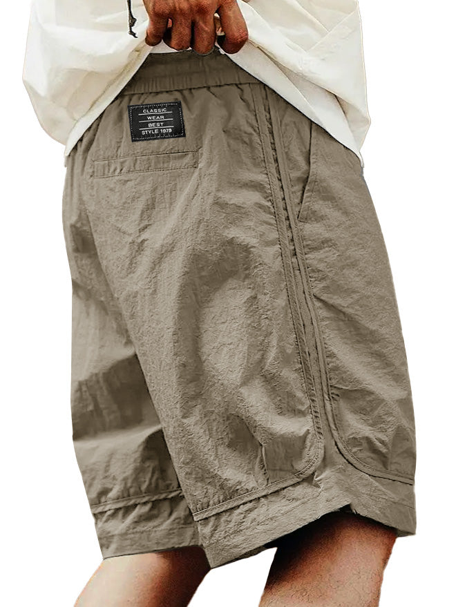 Men's Fashion Retro Outdoor Workwear Sports Embroidered Logo Pocket Shorts