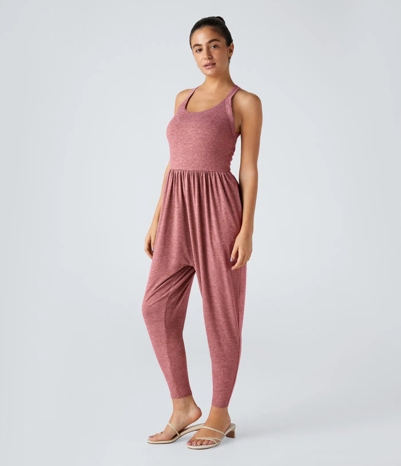 💝Last day promotion-⏰Backless Twisted U Neck Side Pocket Harem Casual Jumpsuit-Easy Peezy Edition