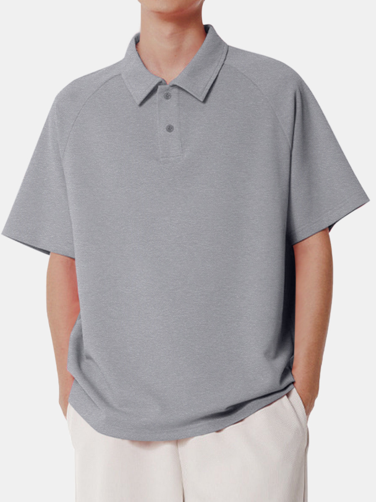 Men's Solid Color Comfortable Cotton Casual Daily Raglan Short-sleeved Polo Shirt