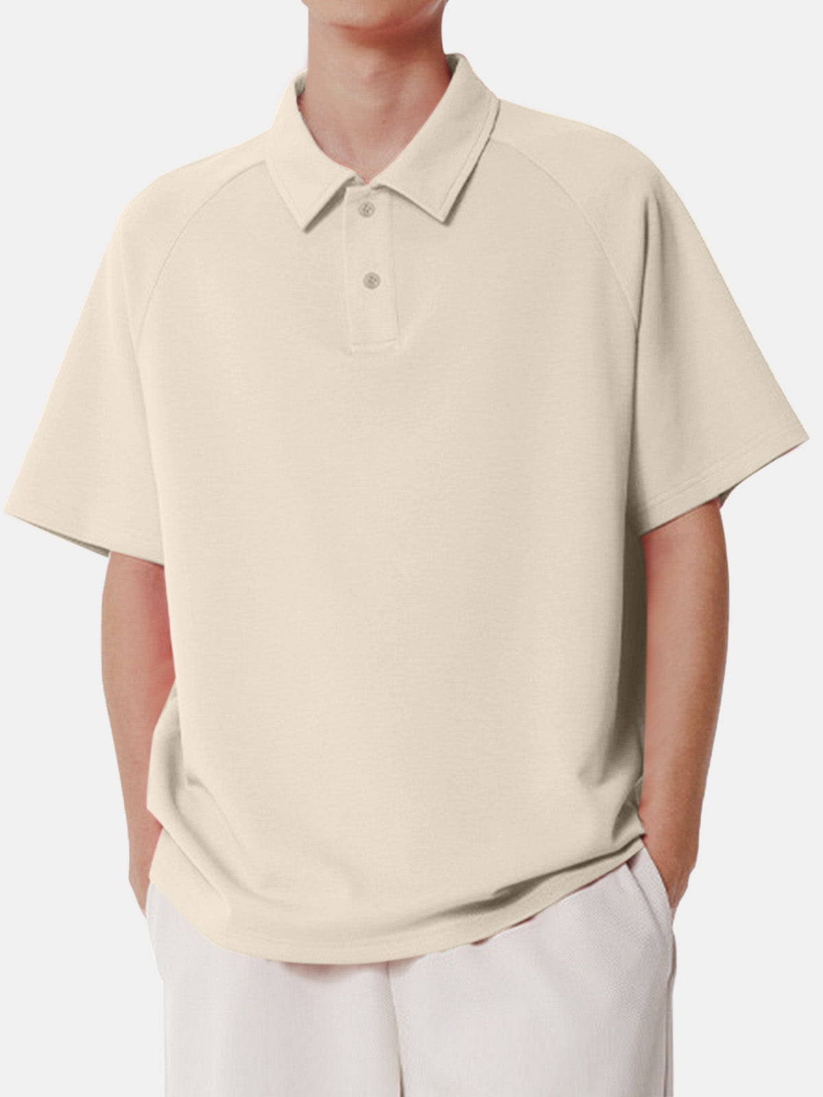 Men's Solid Color Comfortable Cotton Casual Daily Raglan Short-sleeved Polo Shirt