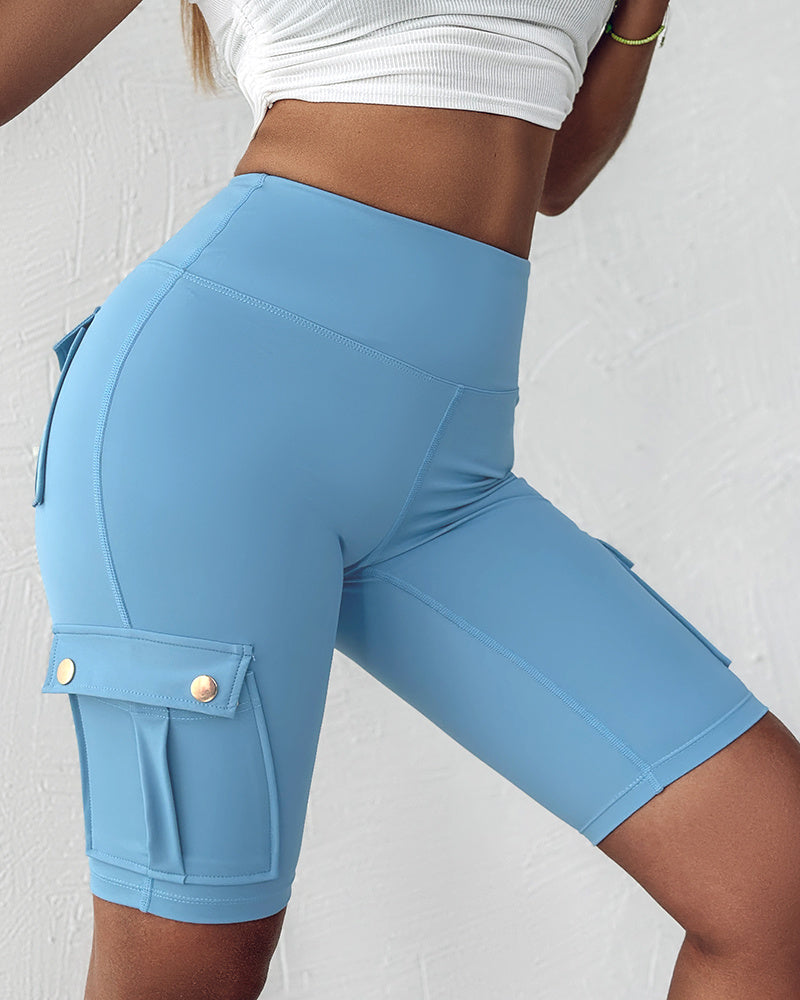 🔥High Waist Butt-Lift Biker Shorts with Pocket Flap 🔥