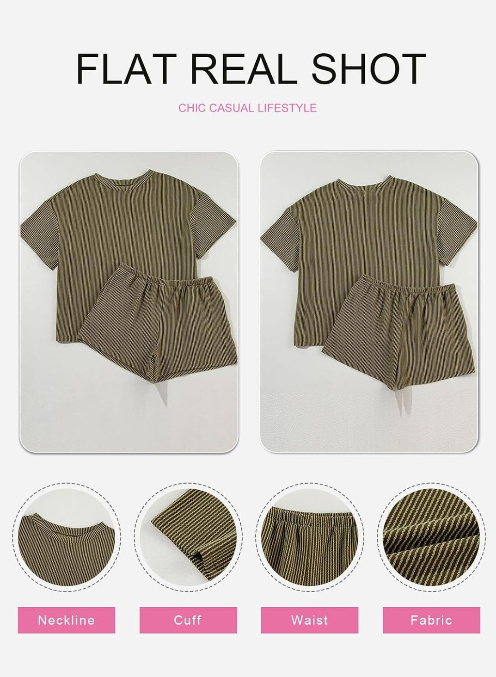 Two 2 Piece Sets for Women Short Sleeve Shirts High Waisted Shorts with Pockets Pajamas Lounge Matching Set