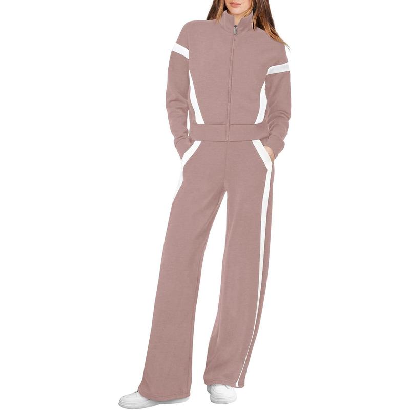 Women's 2 Piece Outfit Fleece Sweatsuit Casual Lounge Matching Sets Crewneck Loose Fit Cozy Sweatshirt & Straight Leg Sweatpants Womenswear