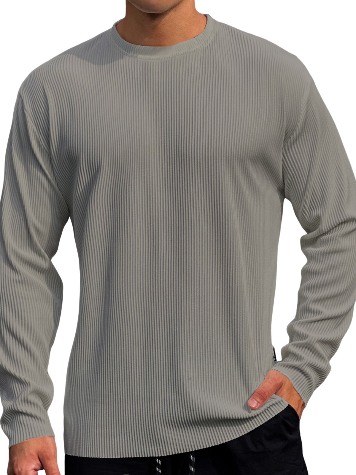 Men's Casual Round Neck Striped Loose Large Size T-Shirt