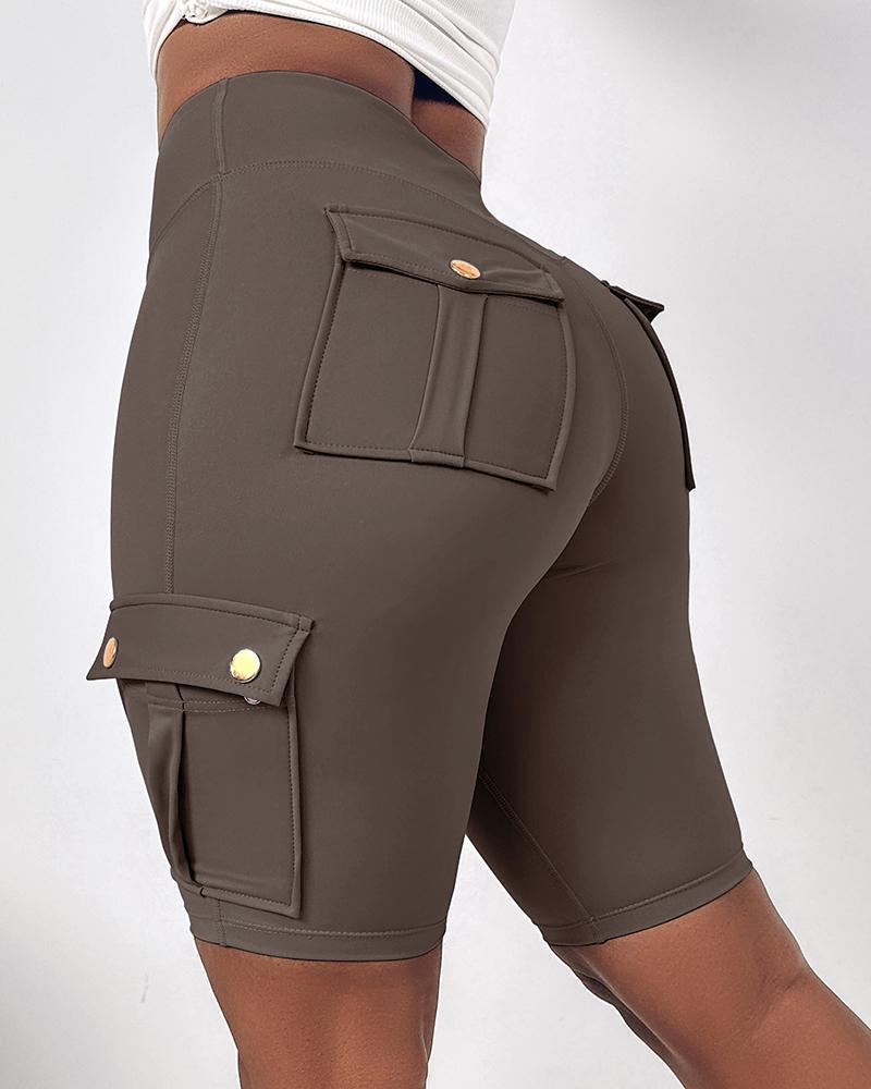🔥High Waist Butt-Lift Biker Shorts with Pocket Flap 🔥