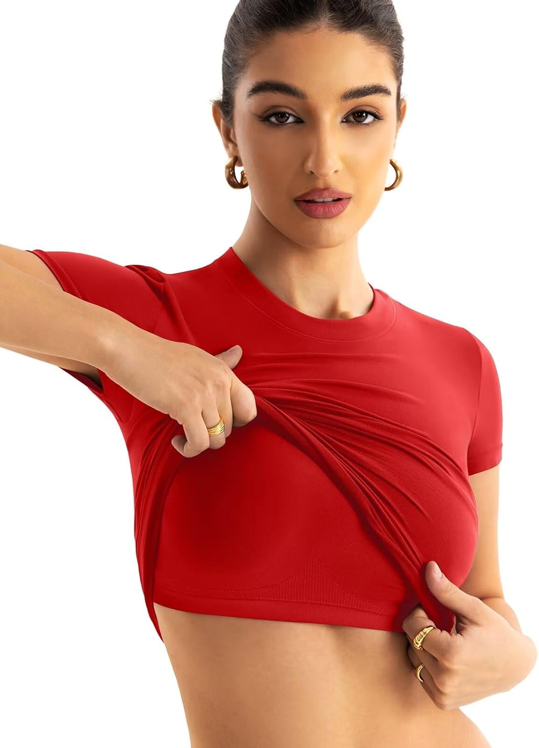 💝FINAL SALE💝Women’s Seamless Double-Layer Top – Short Sleeve Crewneck