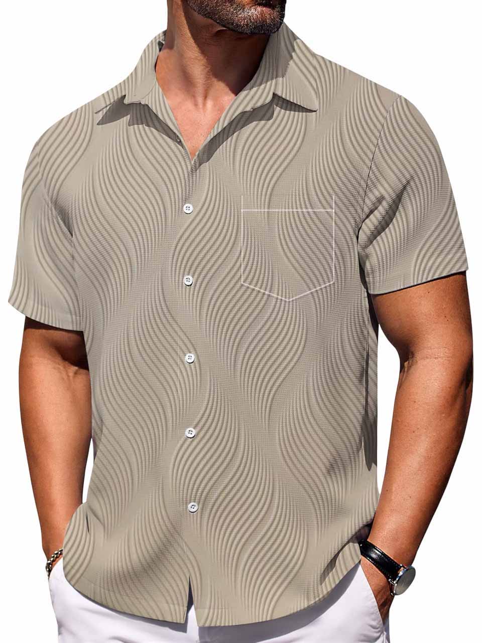 Men's Retro Comfortable Lapel Irregular Printed Short-Sleeved Shirt