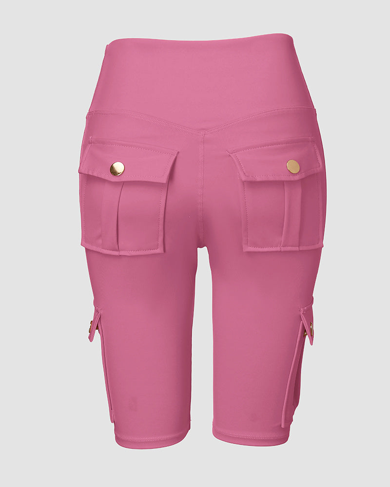 🔥High Waist Butt-Lift Biker Shorts with Pocket Flap 🔥