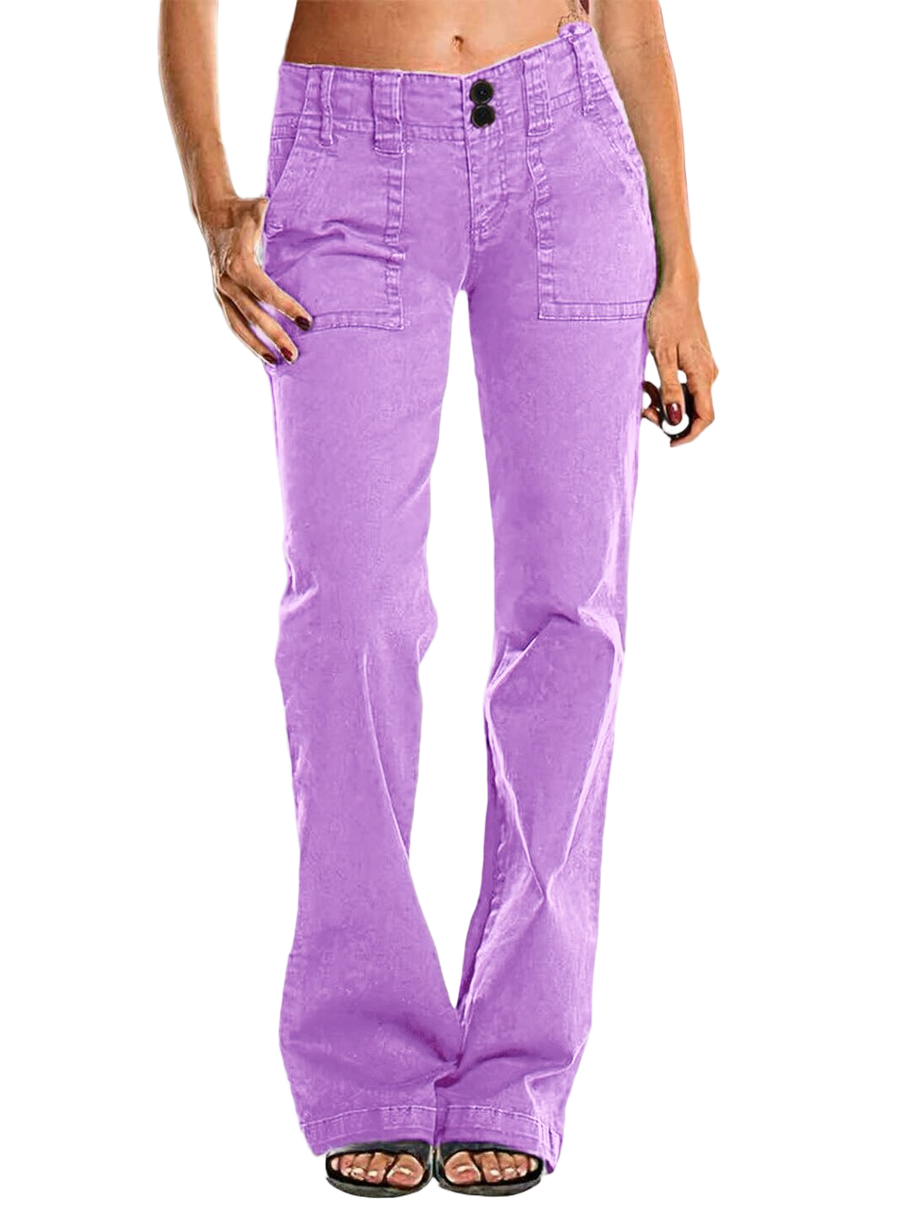 ⚡FINAL SALE⚡- Double Button Mid Waist Straight Leg Pants