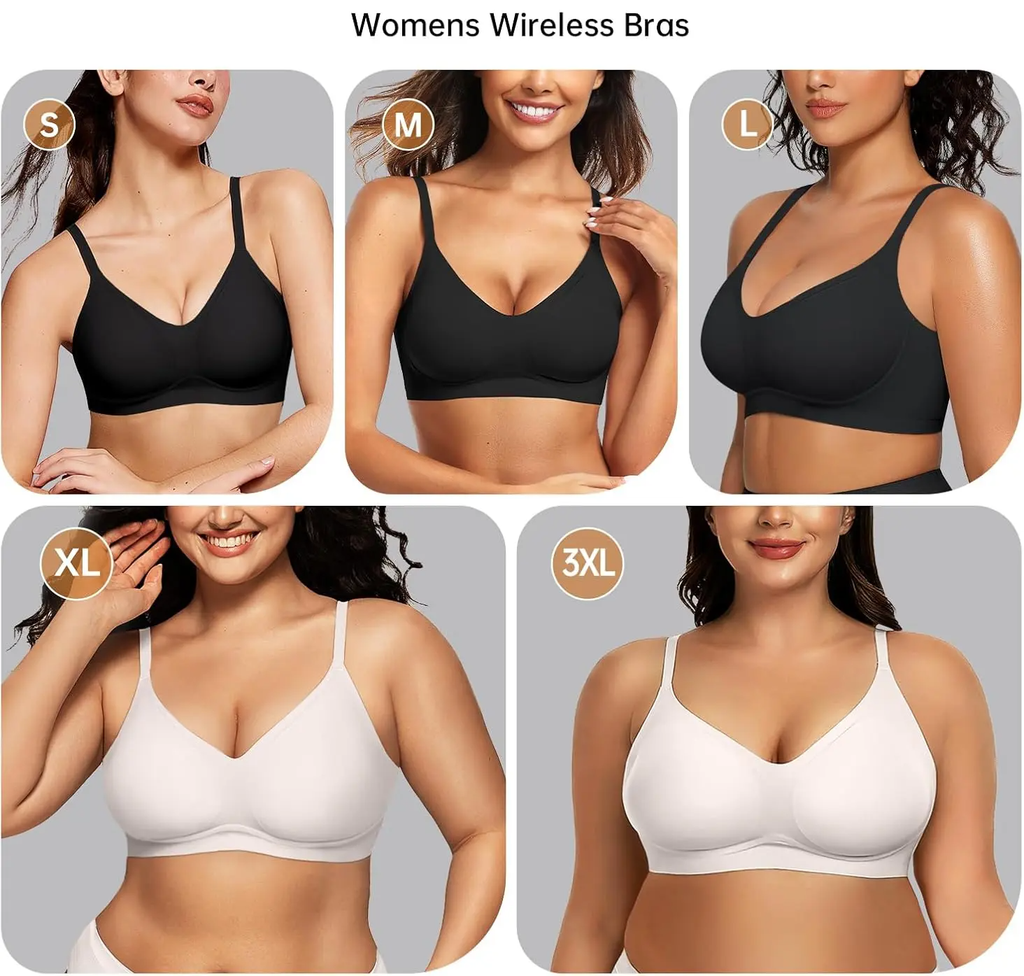 Women's daily push-up bra comfortable no-wire V-neck seamless no-wire bra