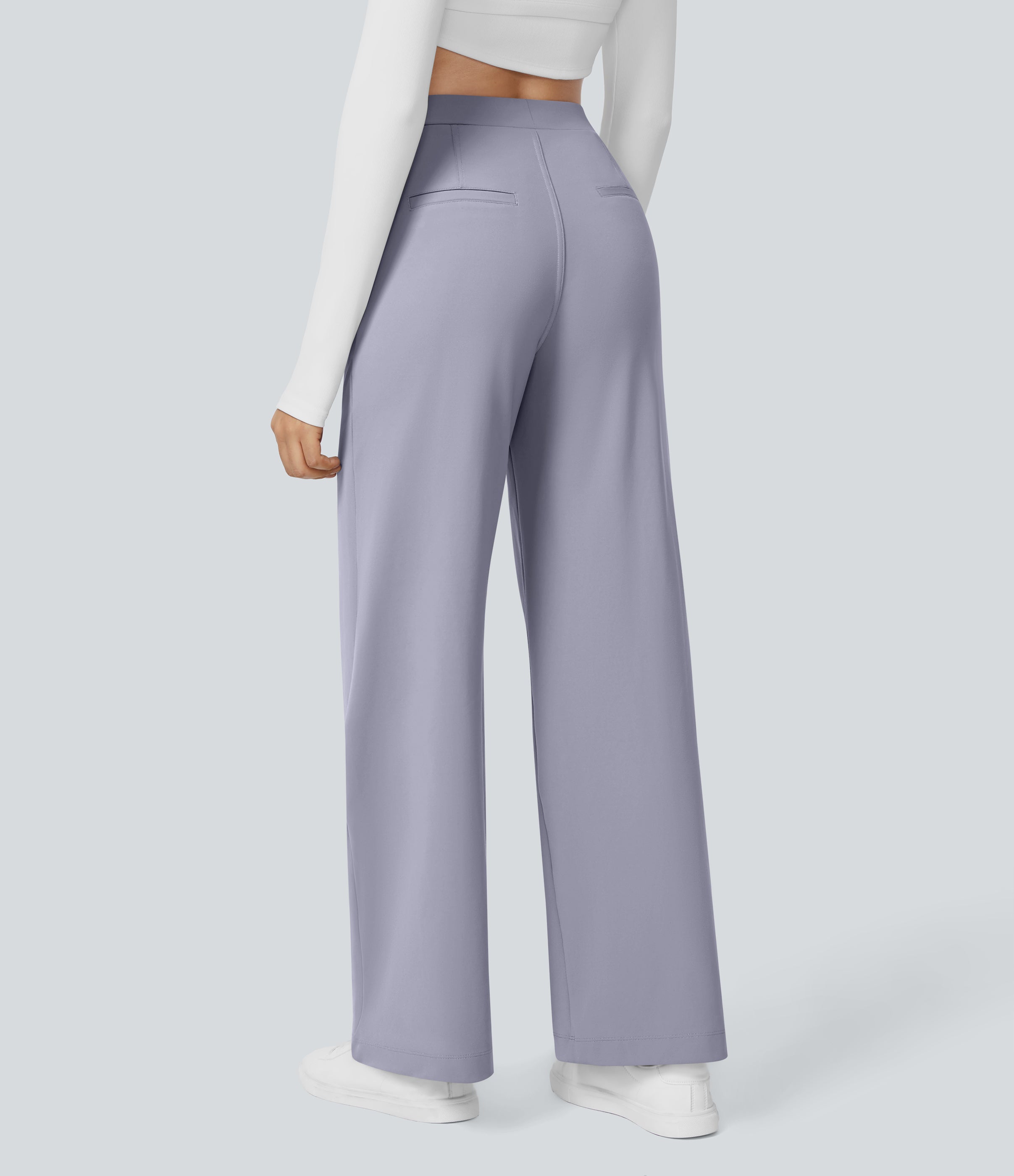 Factory Outlet - High Waisted Side Pocket Straight Leg Work Suit Pants