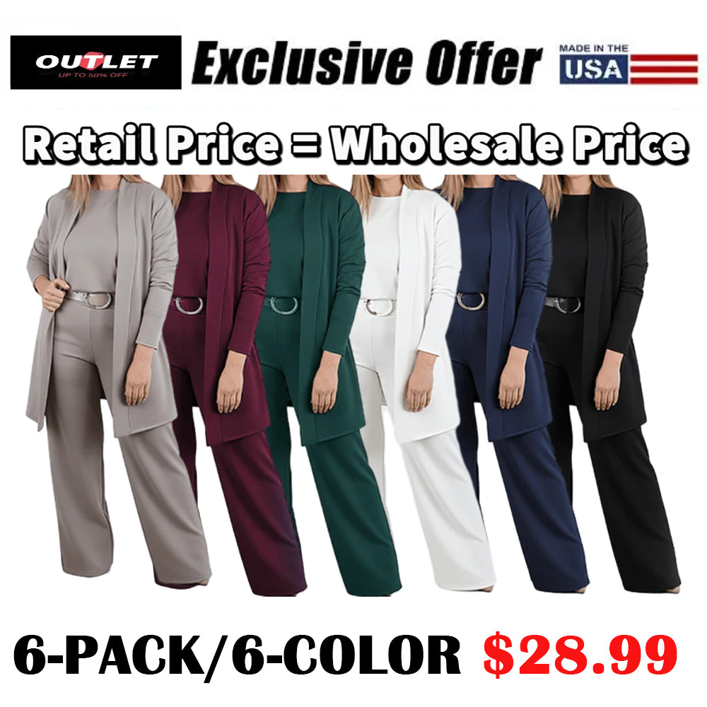 ⏳Time-Limited Special⏰Elegant 3-piece set including long cardigan, top and pants💞