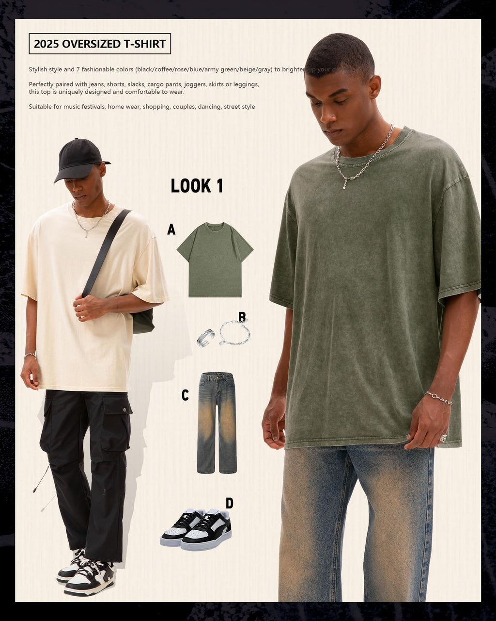 Men's Overized Acid Wash Tees
