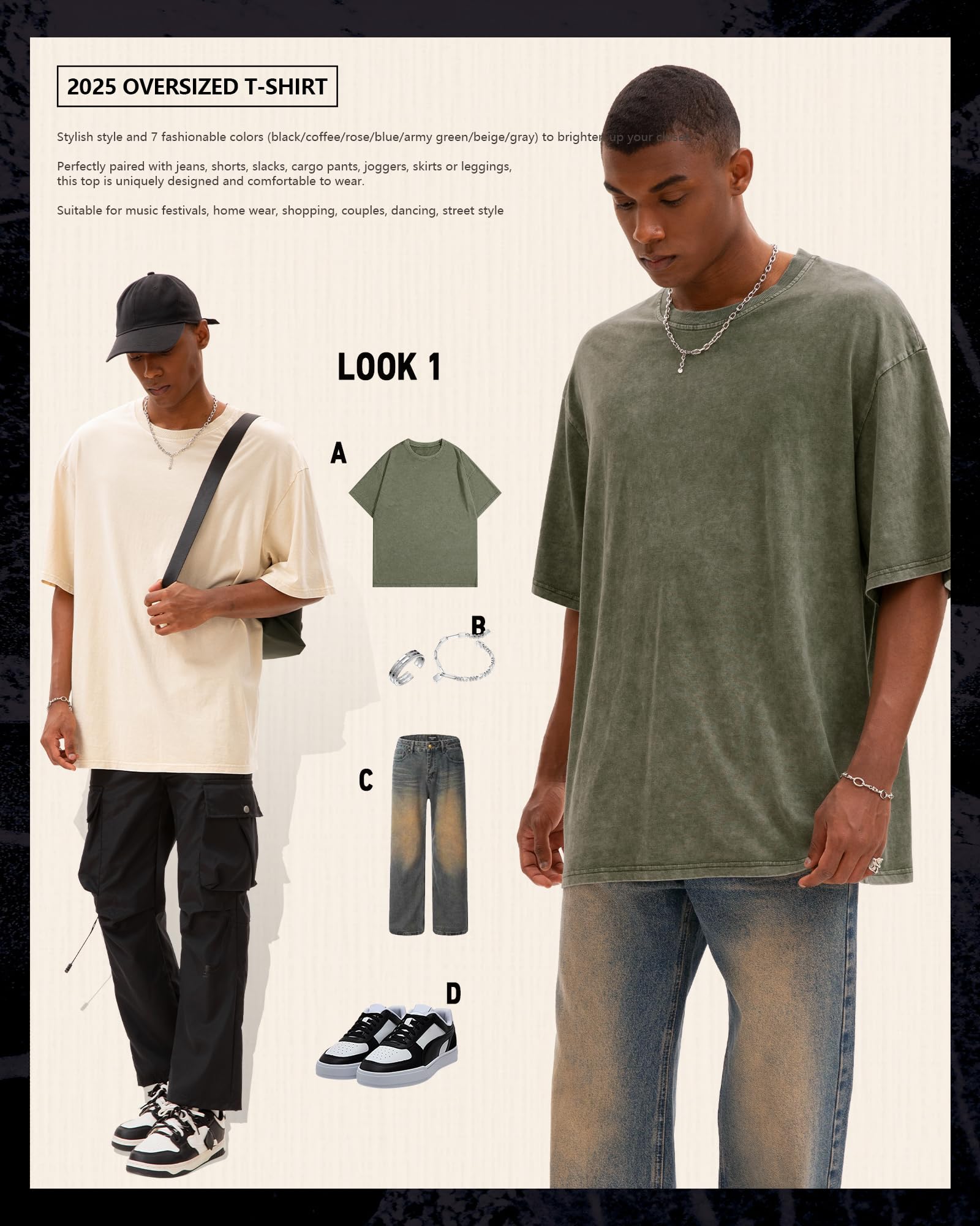 Men's Overized Acid Wash Tees