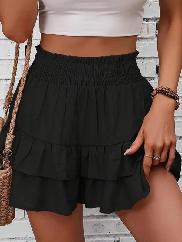 Women's Ruffle Hem High-Waist Casual Shorts