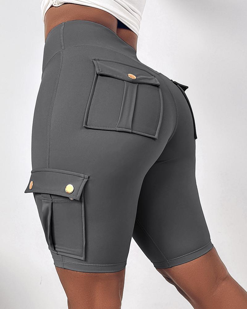 🔥High Waist Butt-Lift Biker Shorts with Pocket Flap 🔥