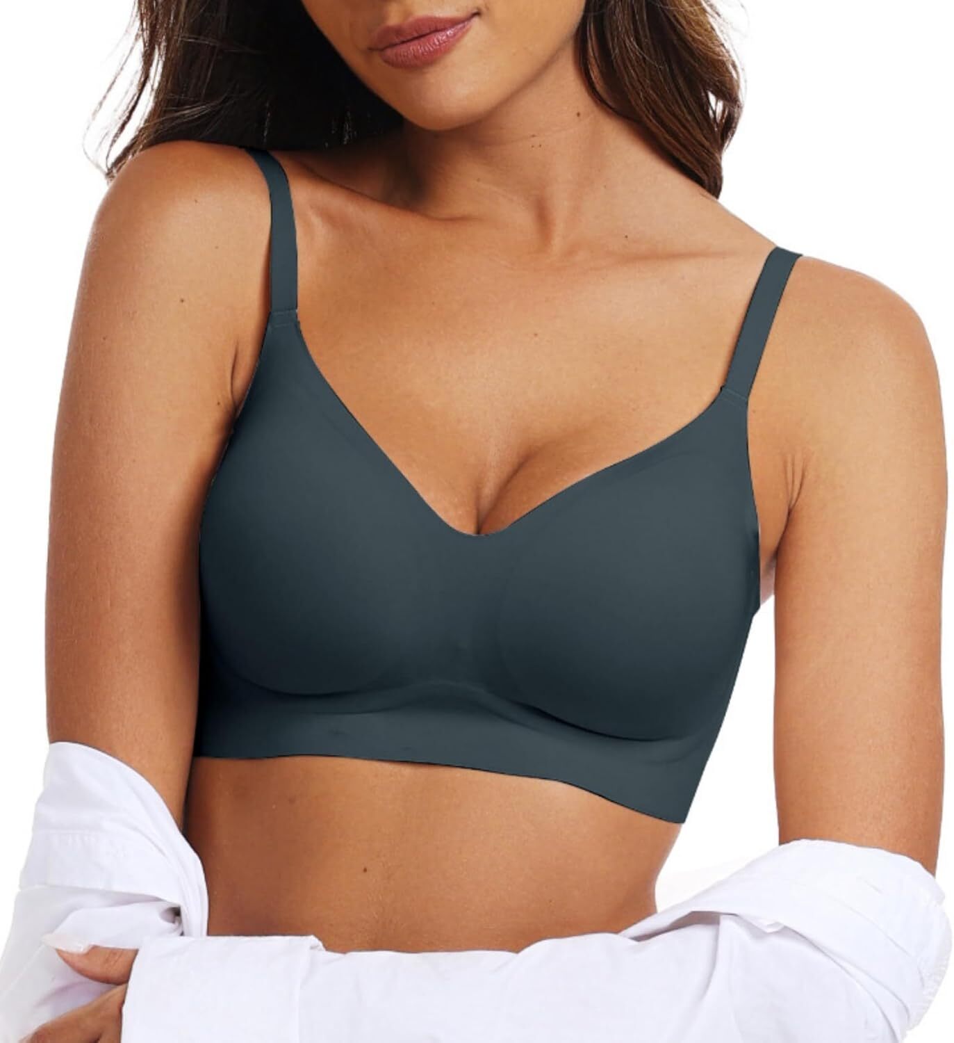 Women's daily push-up bra comfortable no-wire V-neck seamless no-wire bra