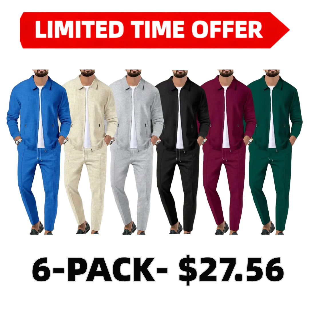 Sporty Two-piece Set Men's Plain Zip Up Jacket & Drawstring Waist Pants Tracksuit Set