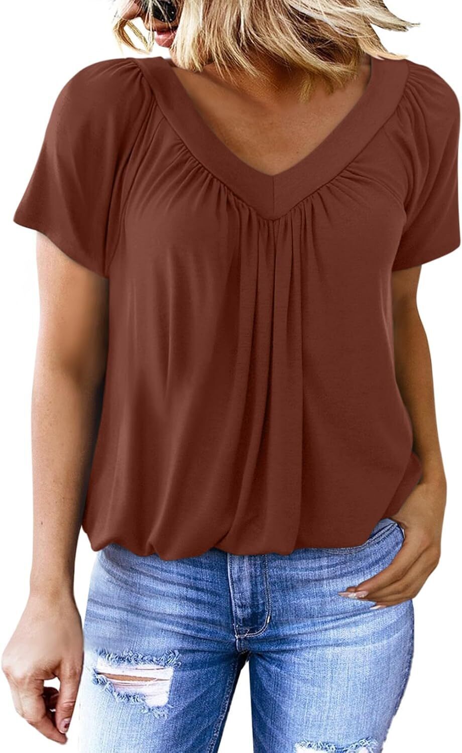 🔥FINAL SALE - Women's Casual Short Sleeve V Neck Basic T-shirts