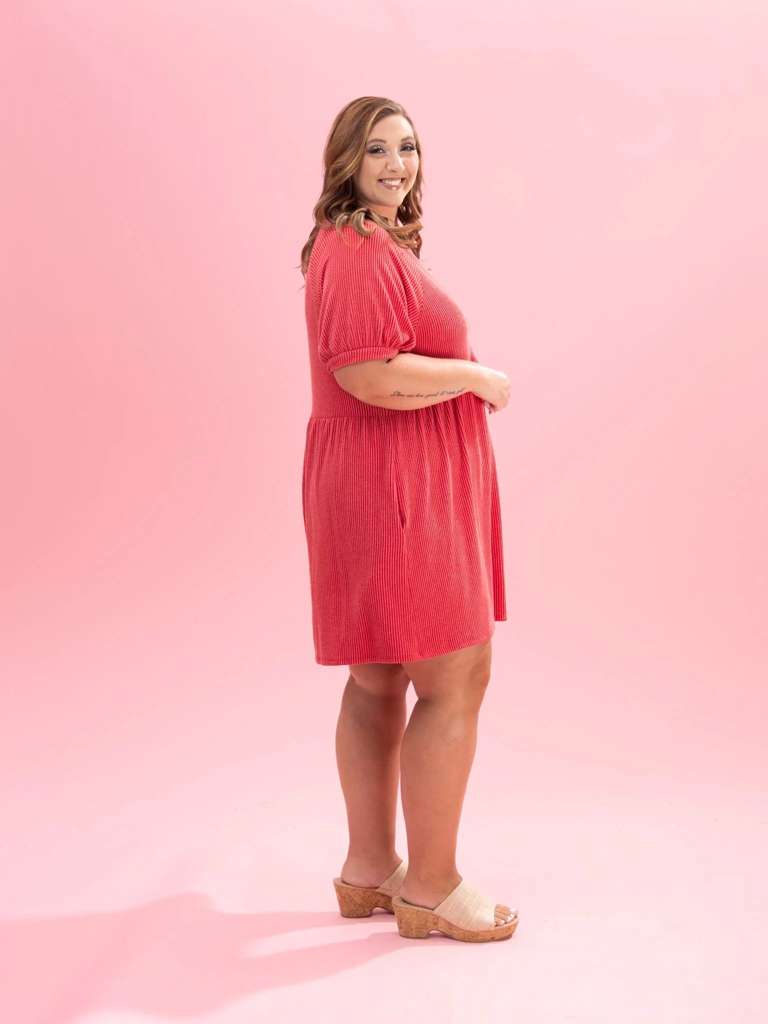 Women's Raised Rib Texture Bodycon Dress