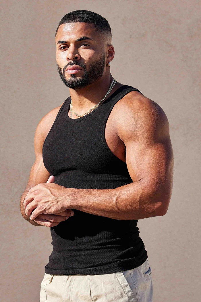 Cotton Spandex 340gsm Sleeveless Shirt Classic Vest Men Shirt Classic Design Fitness Wear Sportswear