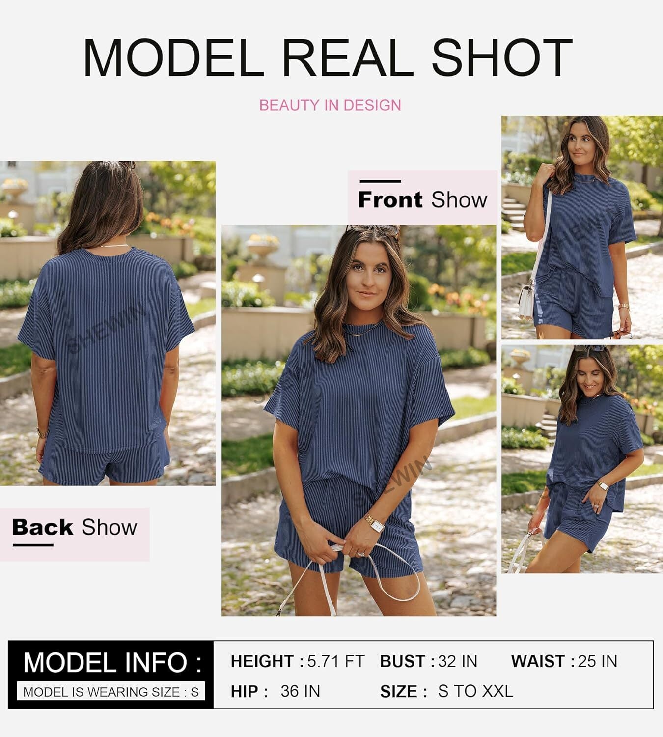 Two 2 Piece Sets for Women Short Sleeve Shirts High Waisted Shorts with Pockets Pajamas Lounge Matching Set