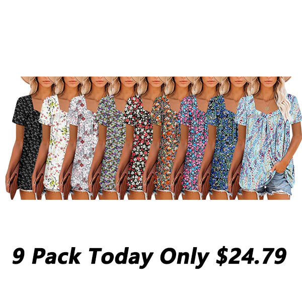 ⏰Hot Sale-Women's Summer Pleated Printed Short-Sleeves