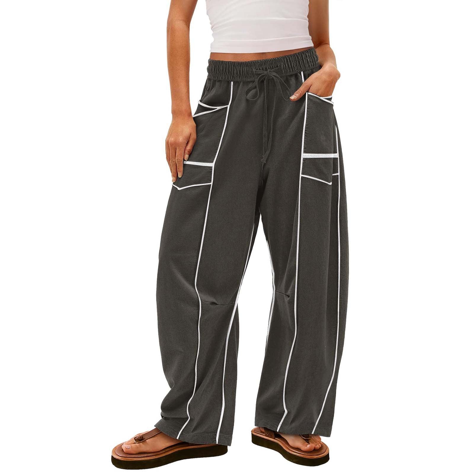Women's Loose Wide-Leg Drawstring Sweatpants with Pockets