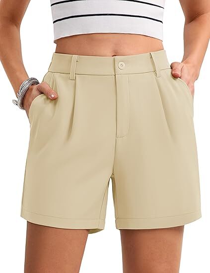 Women's Solid Color Button Casual Fitted Pocket Leg Shorts