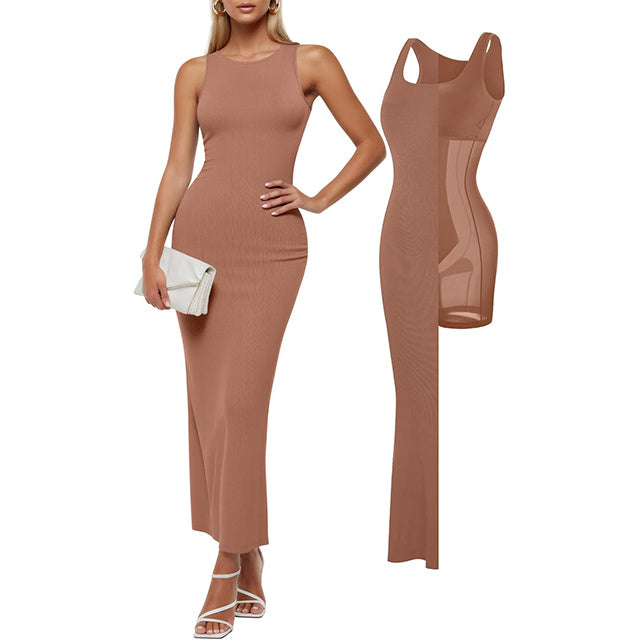 🔥Last day promotion!🔥Shapewear Modal Sleeveless Crew NeckMaxi Dress