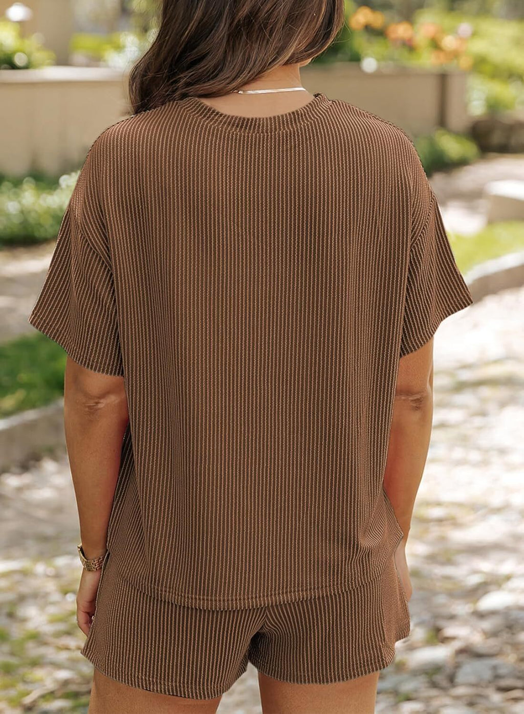 Two 2 Piece Sets for Women Short Sleeve Shirts High Waisted Shorts with Pockets Pajamas Lounge Matching Set