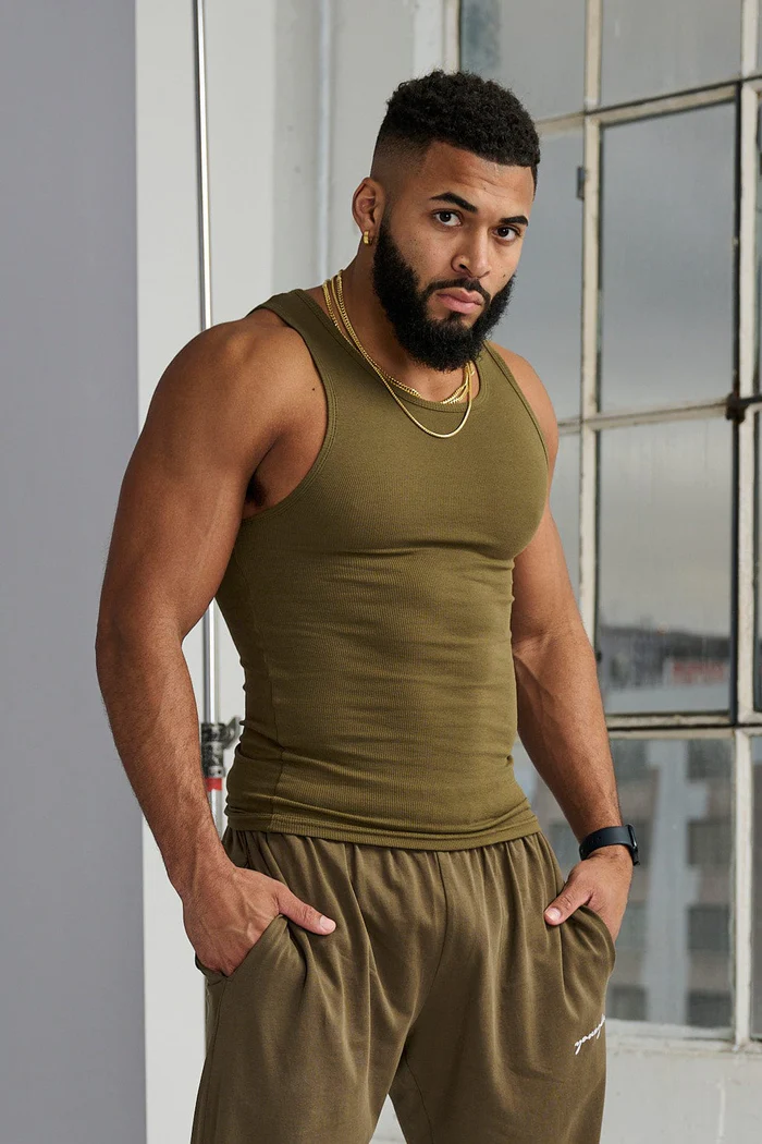 Cotton Spandex 340gsm Sleeveless Shirt Classic Vest Men Shirt Classic Design Fitness Wear Sportswear