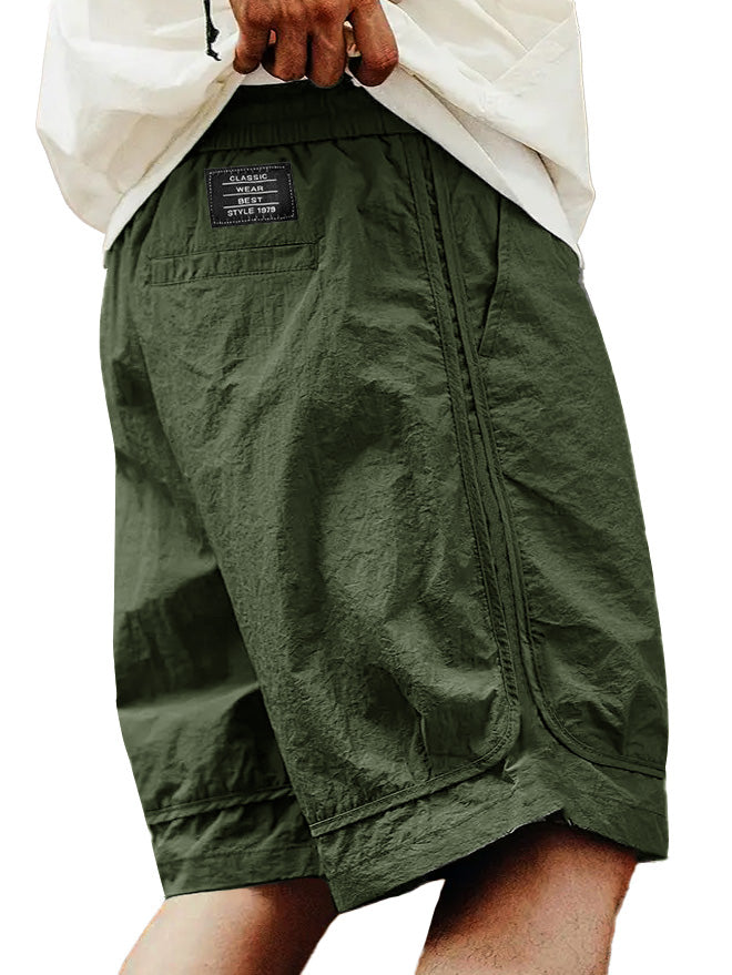 Men's Fashion Retro Outdoor Workwear Sports Embroidered Logo Pocket Shorts