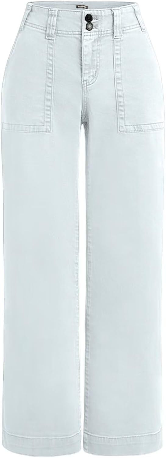 ⚡FINAL SALE⚡- Double Button Mid Waist Straight Leg Pants