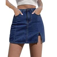 ⚡Factory-Direct Deals⚡Skorts Skirts for Women Denim Mini Skirt Side Slit with High Waisted Jean Shorts Stretchy