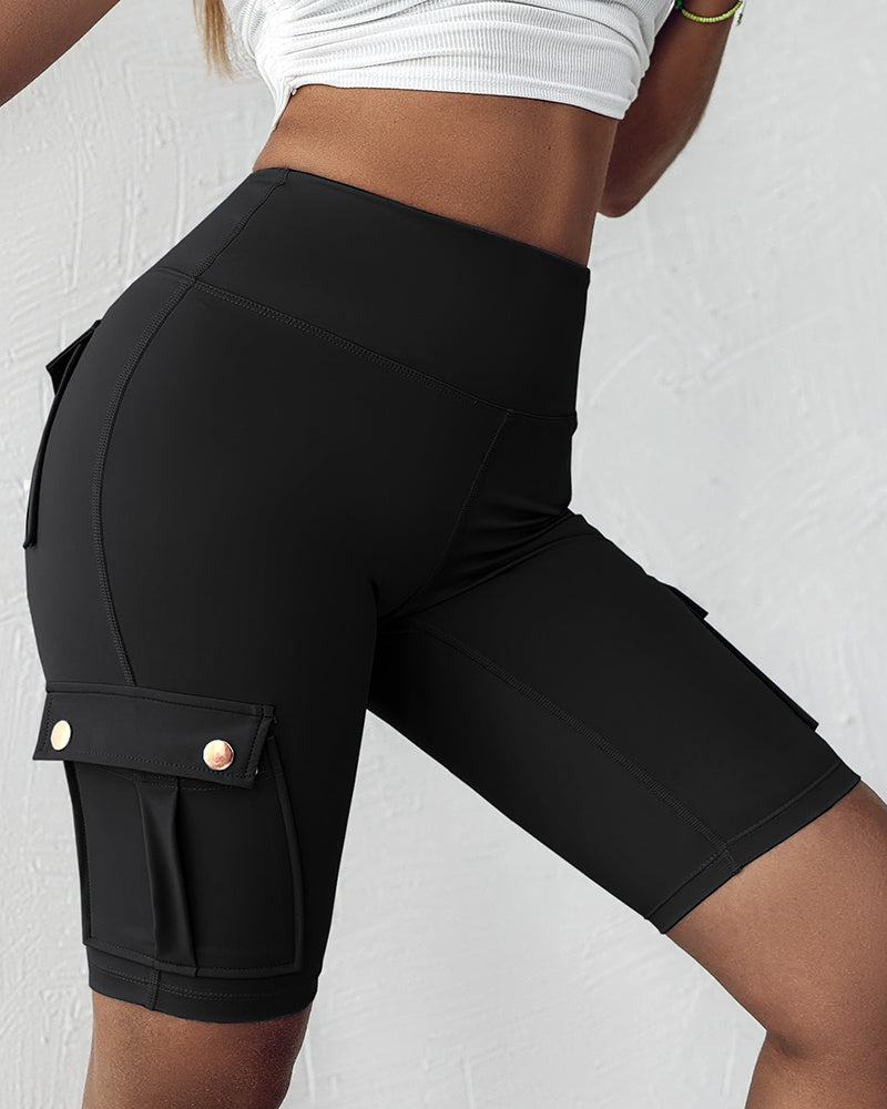 🔥High Waist Butt-Lift Biker Shorts with Pocket Flap 🔥