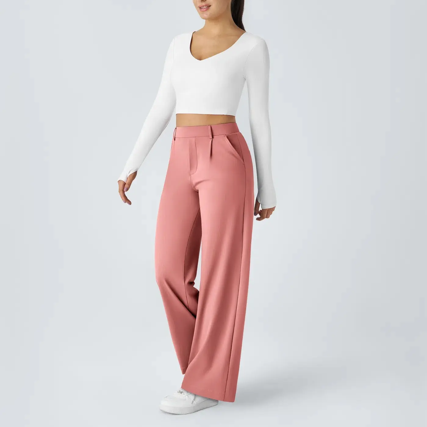 ⏰SEPTEMBER HOT-SALE!High Waisted Side Pocket Straight Leg Work Pants
