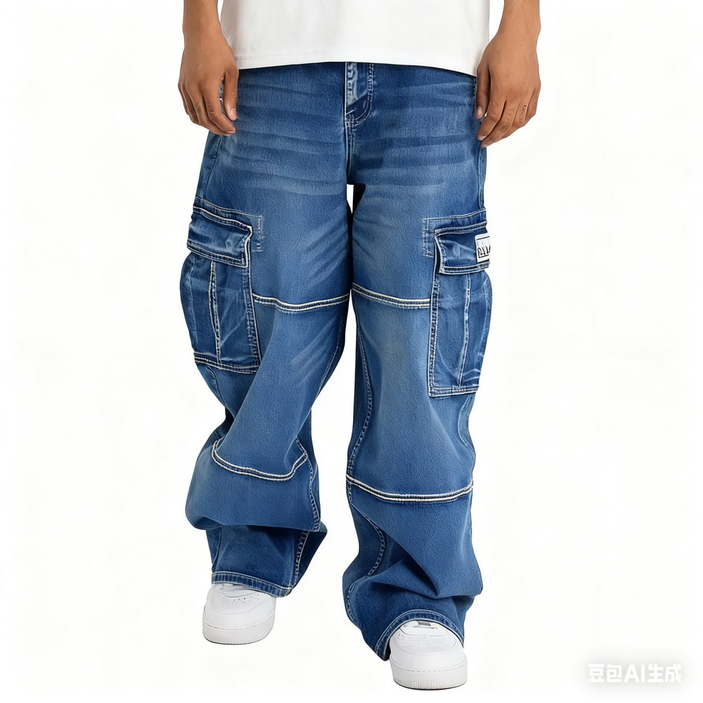 Men's Heavyweight Baggy Fit Denim Cargo Pant