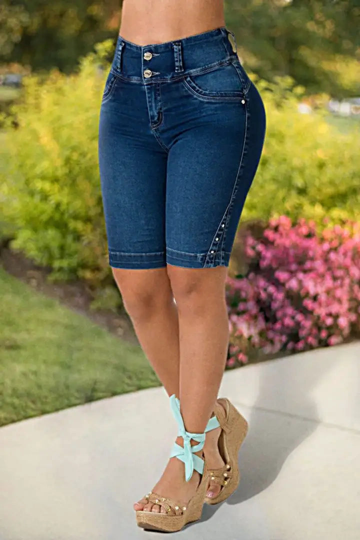 🔥LAST PROMO🔥Double Button High Rise Denim Shorts