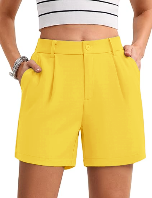 Women's Solid Color Button Casual Fitted Pocket Leg Shorts